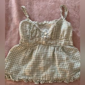 Plaid sage green brandy Melville flowy tank